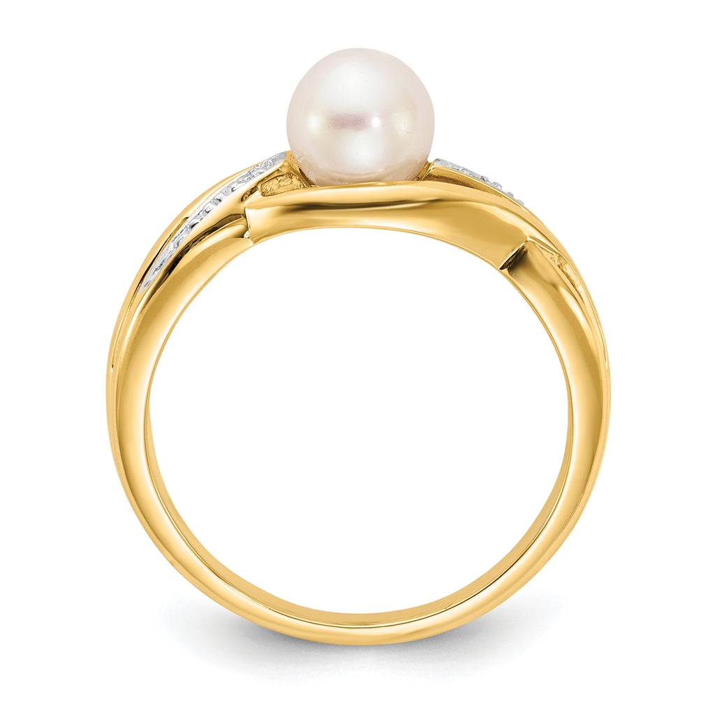 14k Diamond and FW Cultured Pearl Ring