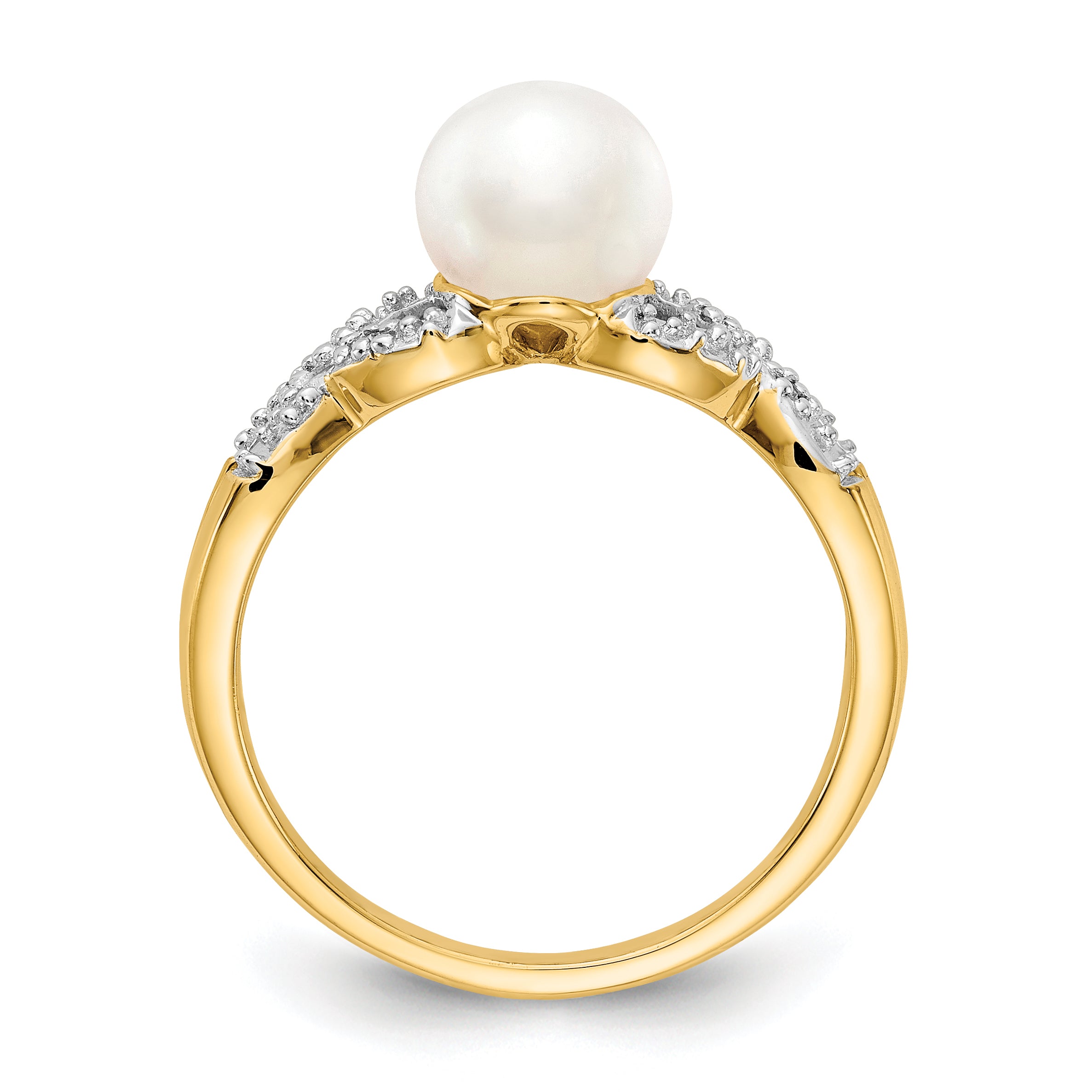 14k Diamond and FW Cultured Pearl Ring Secondary image