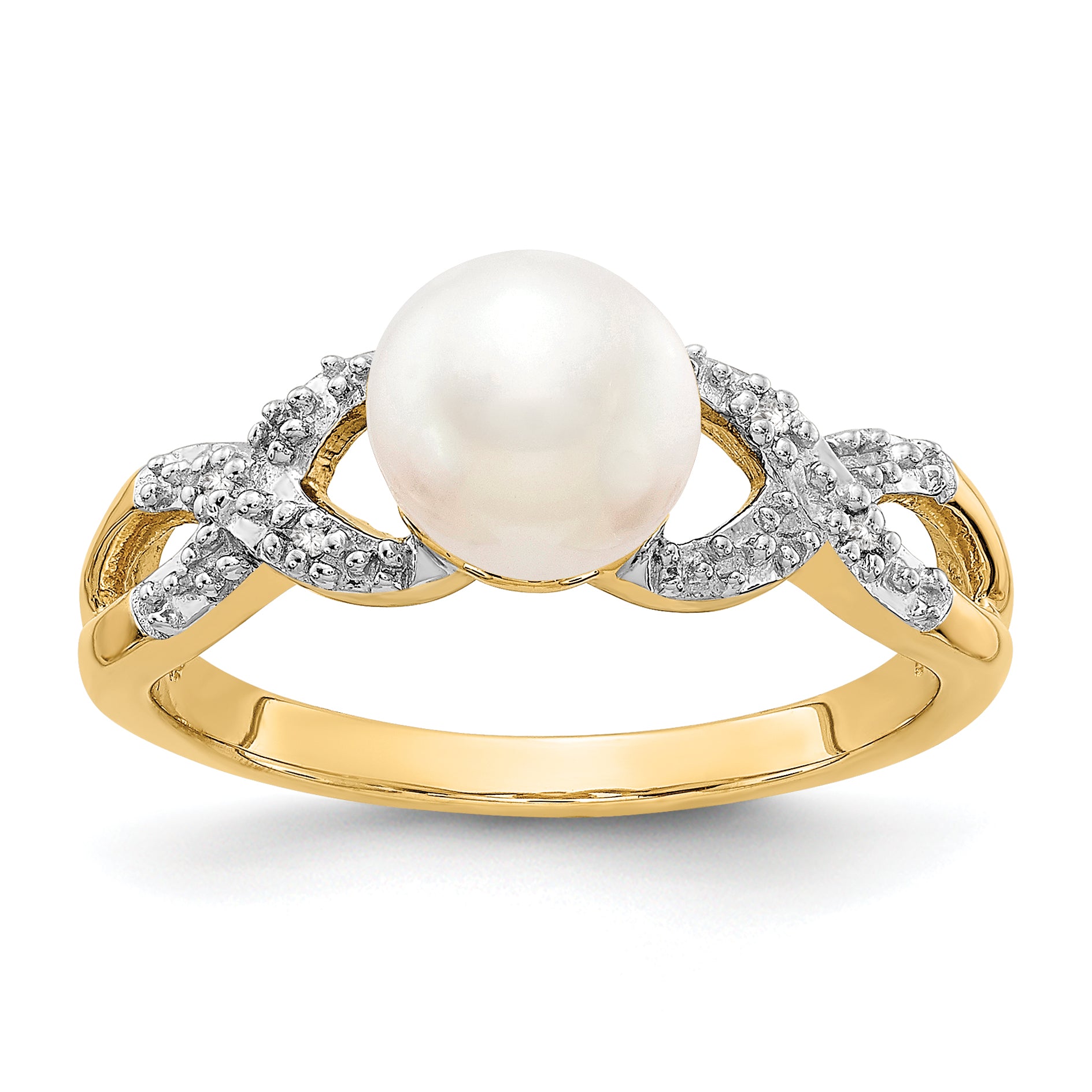 14k Diamond and FW Cultured Pearl Ring Main image