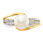 14k Diamond and FW Cultured Pearl Ring