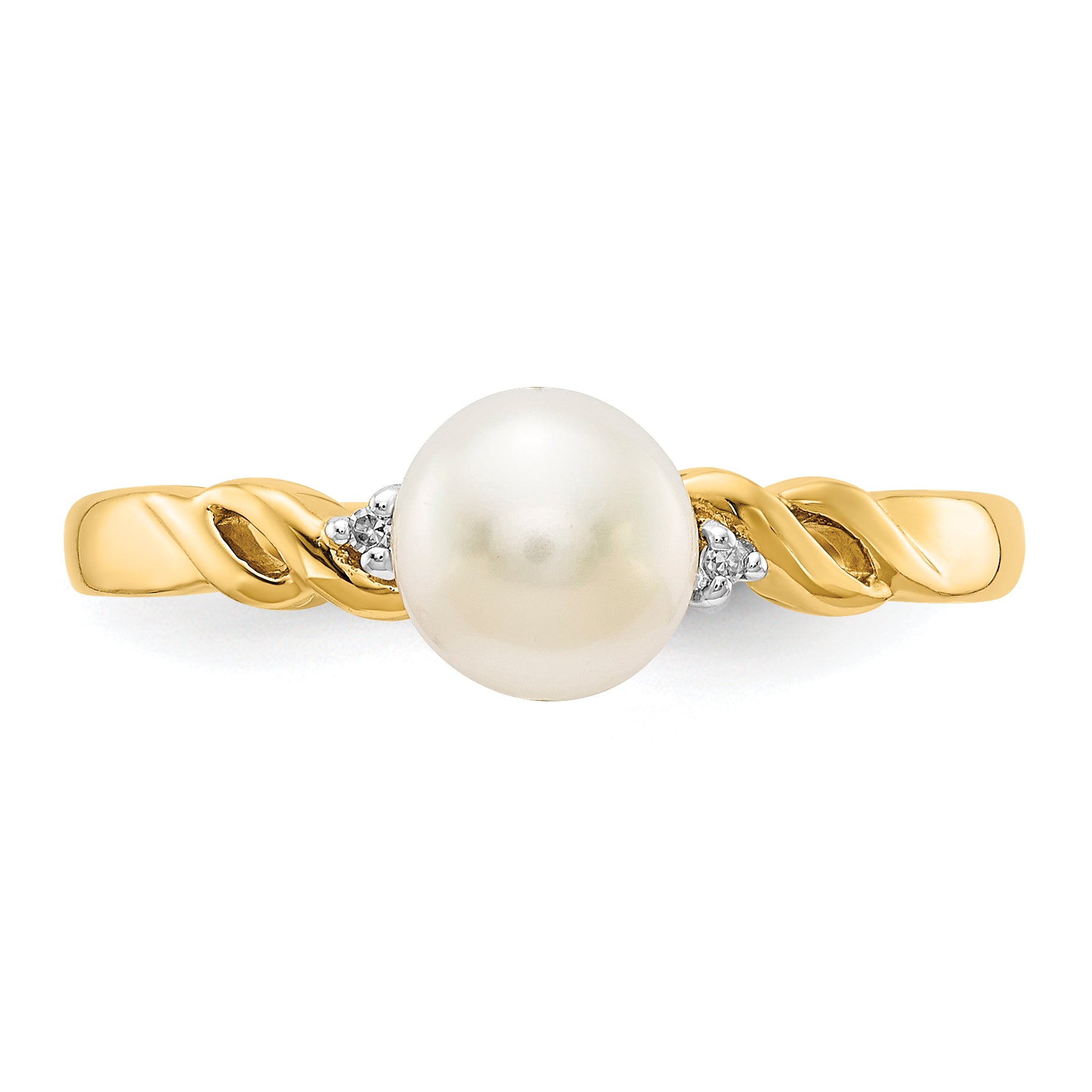 14k FW Cultured Pearl and Diamond Twist Ring