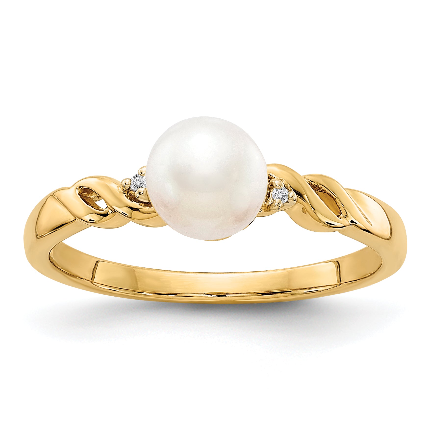 14k FW Cultured Pearl and Diamond Twist Ring Main image