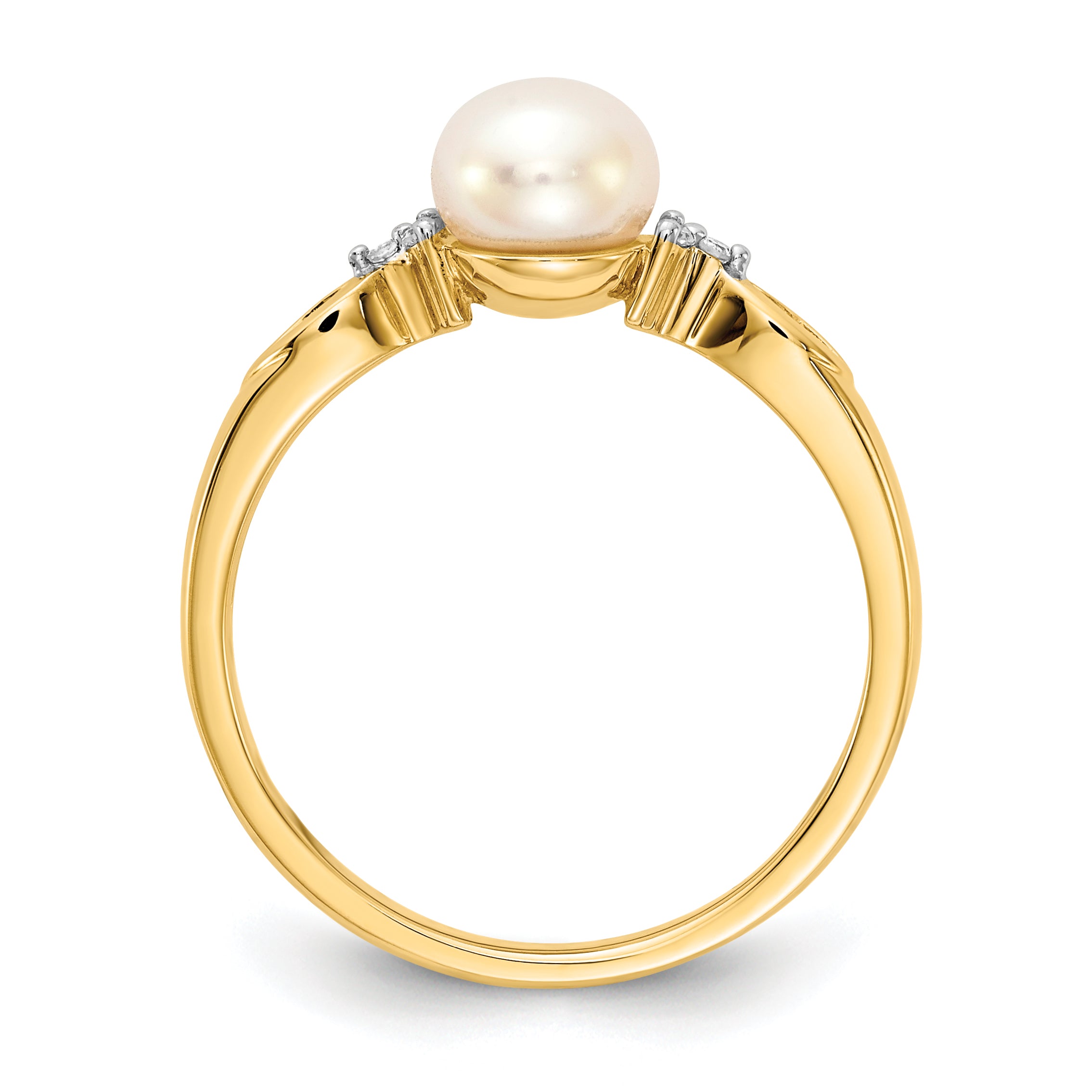 14k FW Cultured Pearl and Diamond Ring Secondary image