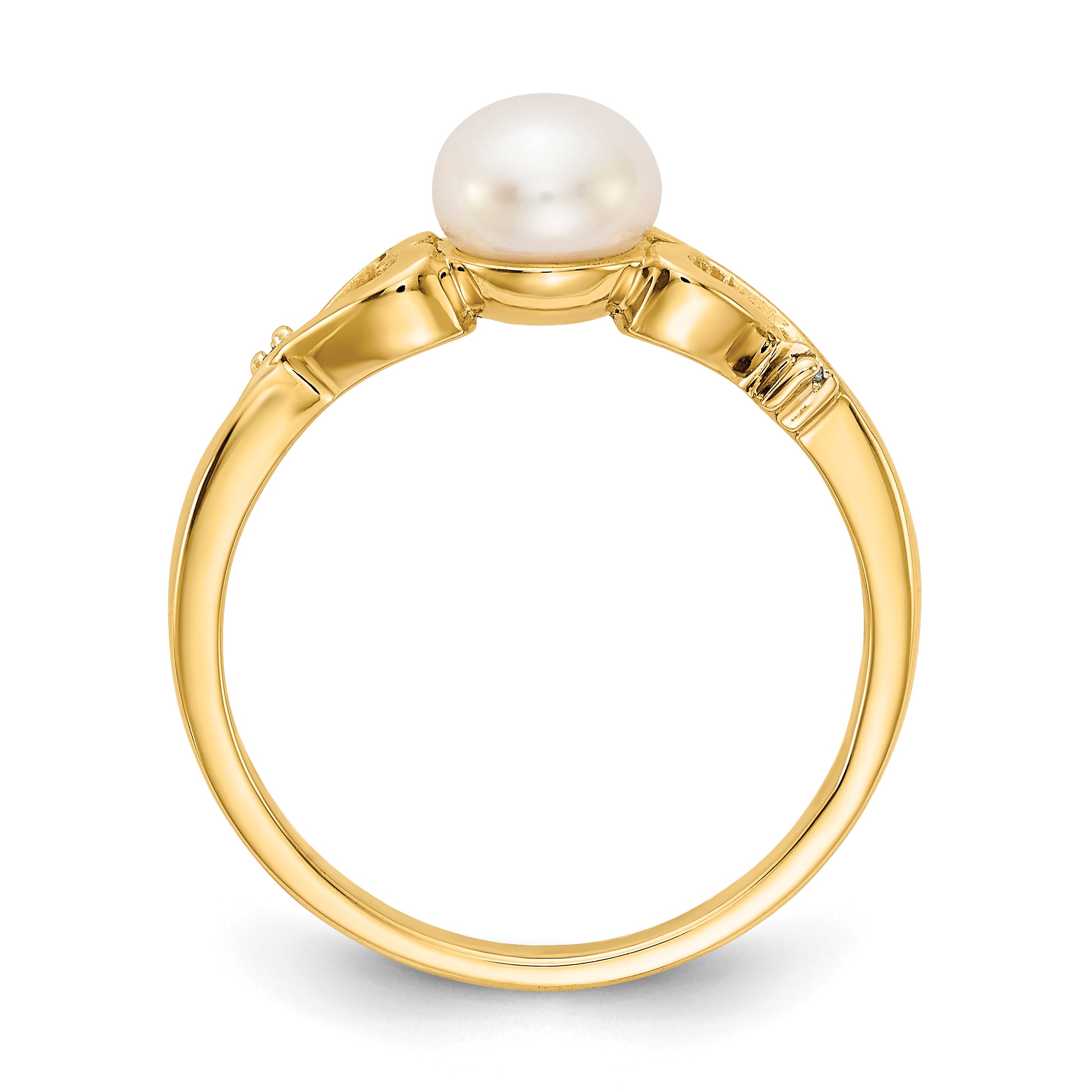 14k Diamond and Freshwater Cultured Pearl Heart Ring Secondary image