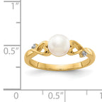 14k Diamond and Freshwater Cultured Pearl Heart Ring