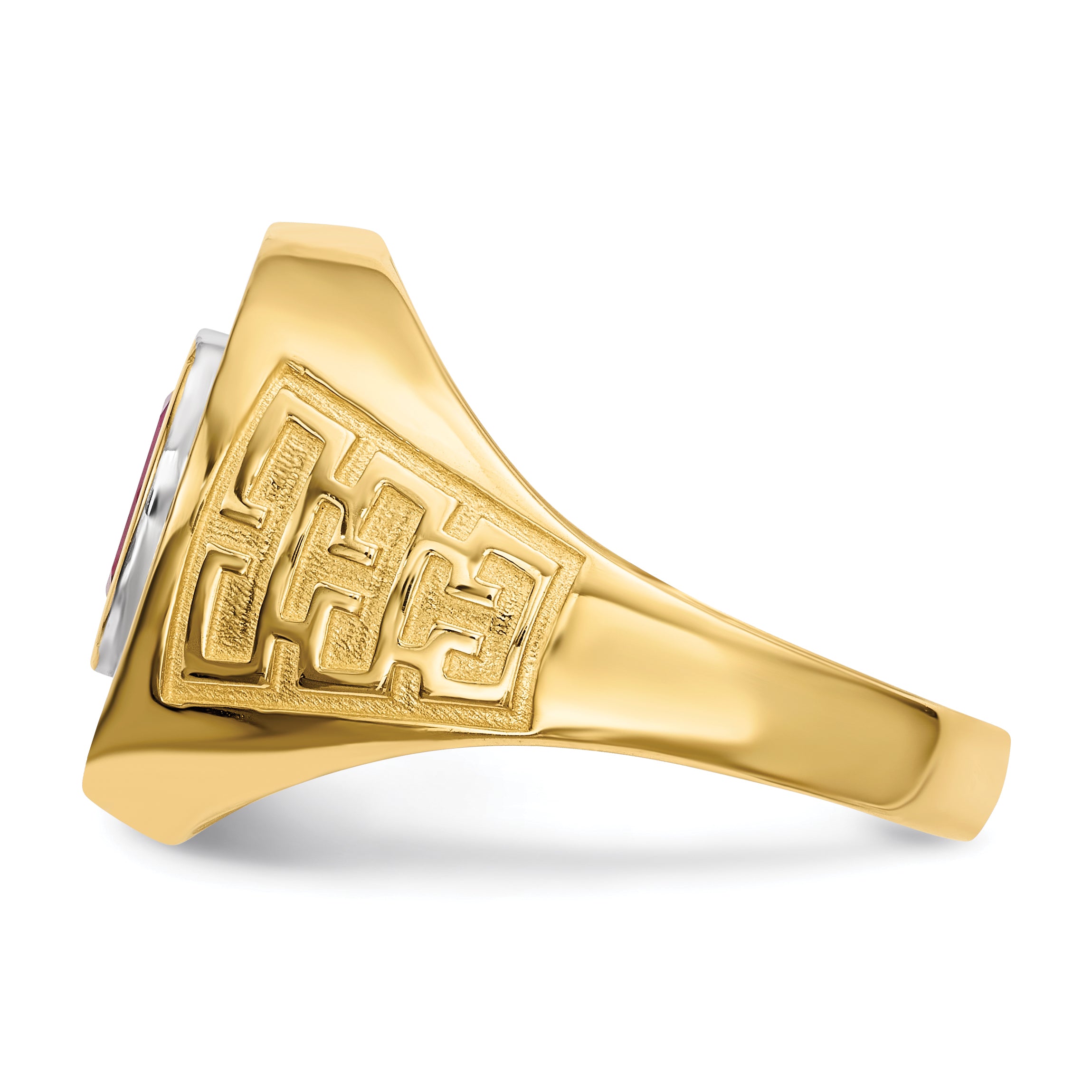 14k w/ Rhodium CZ & Oval Red CZ Mens Ring Secondary image