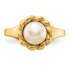 14K 6-7mm White Button Freshwater Cultured Pearl Ring