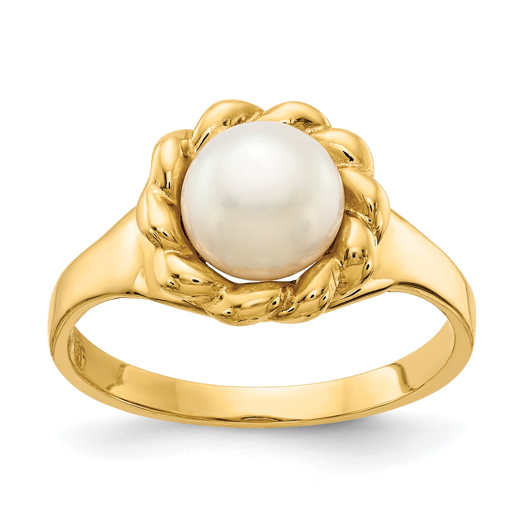 14K 6-7mm White Button Freshwater Cultured Pearl Ring Main image