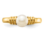 14K 5-6mm White Button Freshwater Cultured Pearl Ring