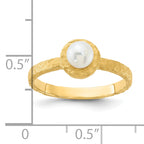 14K Brushed & Hammered 5-6mm Rnd Wht Freshwater Cultured Pearl Ring