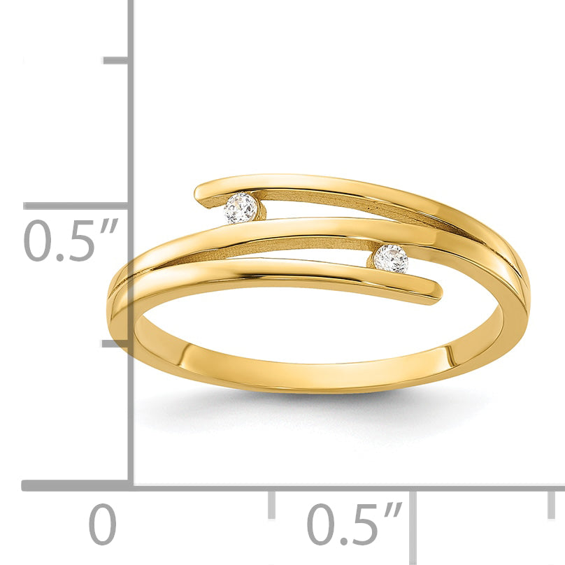 14K Polished CZ Fashion Ring