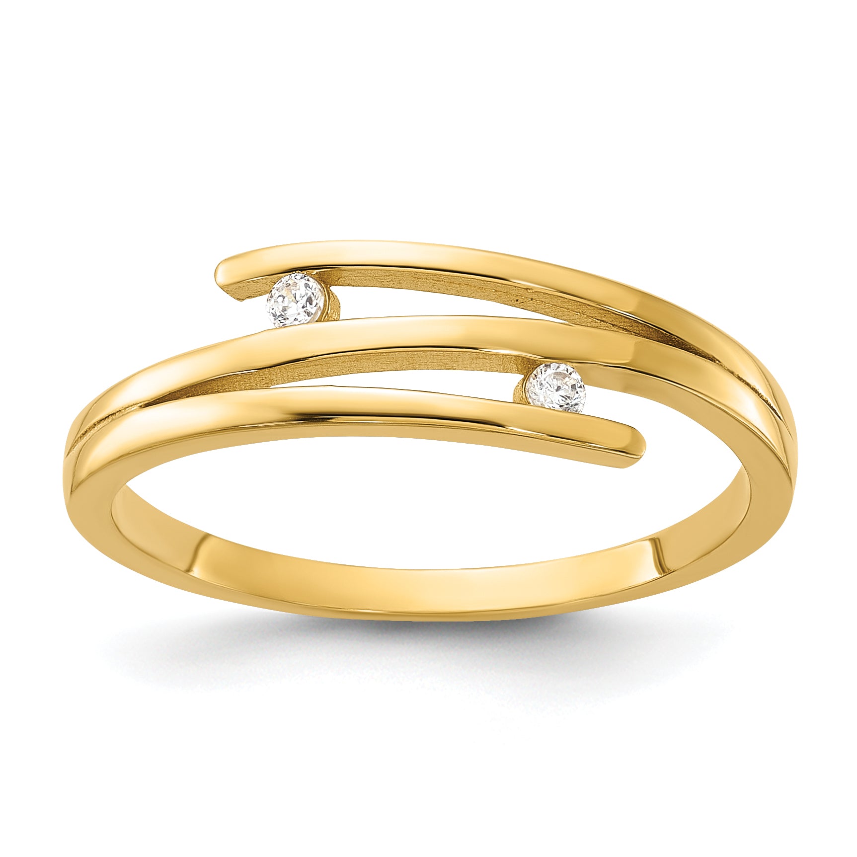 14K Polished CZ Fashion Ring