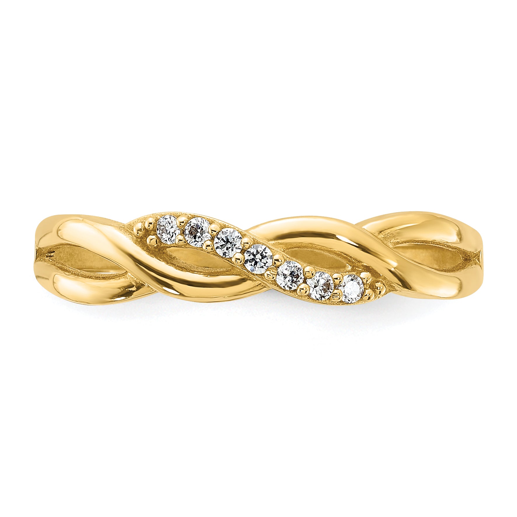 14K Polished CZ Braided Ring
