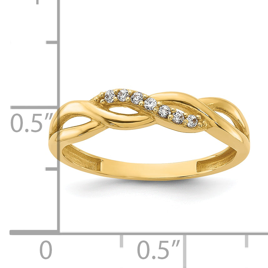 14K Polished CZ Braided Ring
