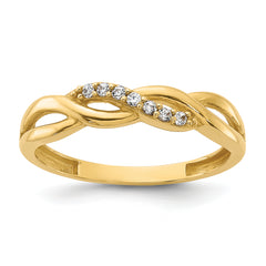14K Polished CZ Braided Ring