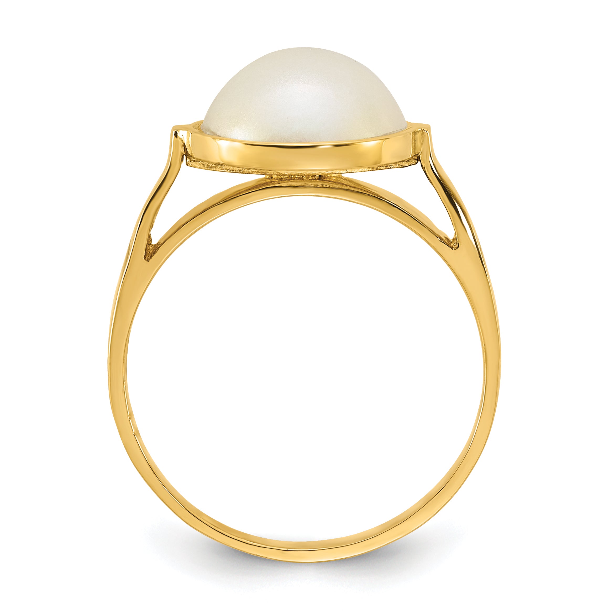 14k Polished 10-11mm White Saltwater Cultured Mabe Pearl Size 7 Ring