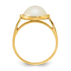 14k Polished 10-11mm White Saltwater Cultured Mabe Pearl Size 7 Ring