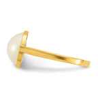 14k Polished 10-11mm White Saltwater Cultured Mabe Pearl Size 7 Ring