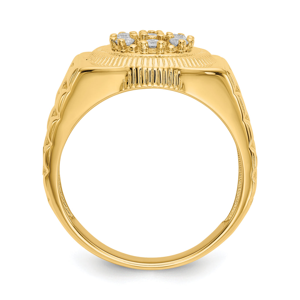 14k 1/4 carat AAA Diamond Circular Top Mens Ring