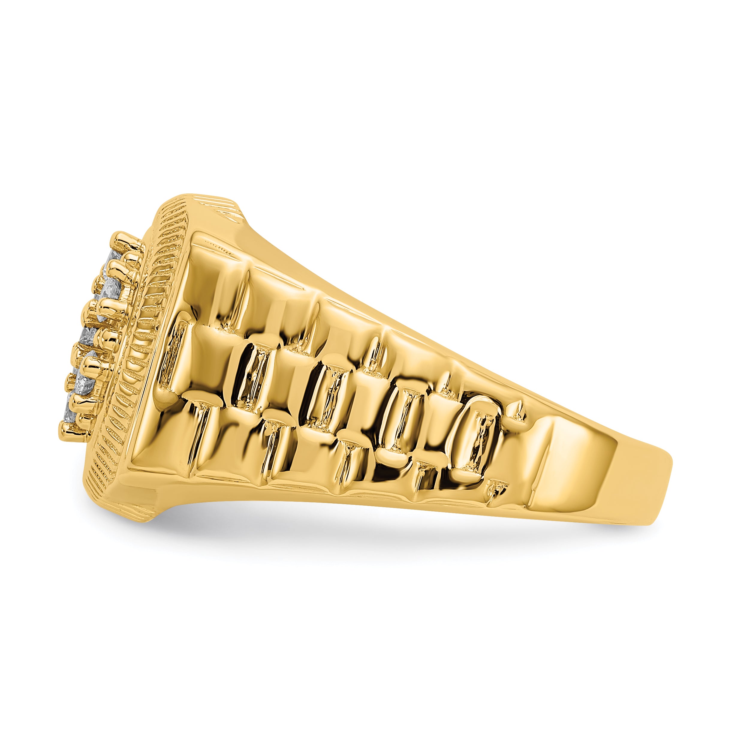 14k 1/4 carat A Diamond Circular Top Mens Ring