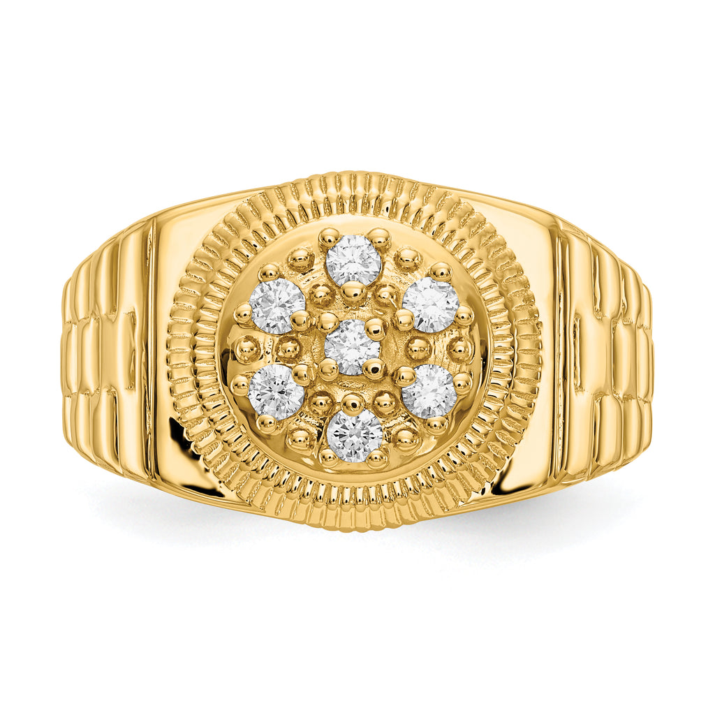 14k 1/4 carat AAA Diamond Circular Top Mens Ring