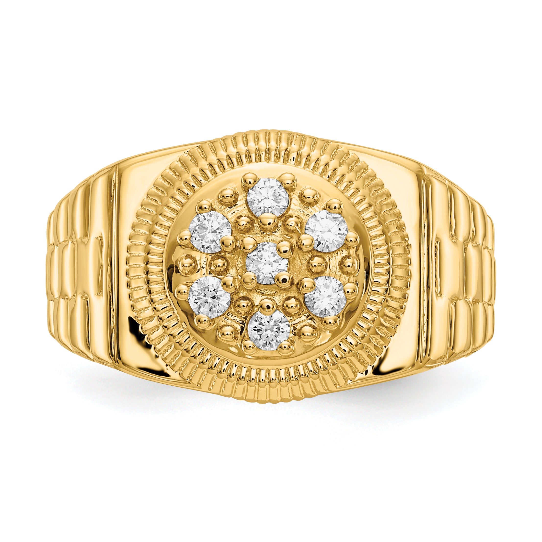 14k 1/4 carat AAA Diamond Circular Top Mens Ring