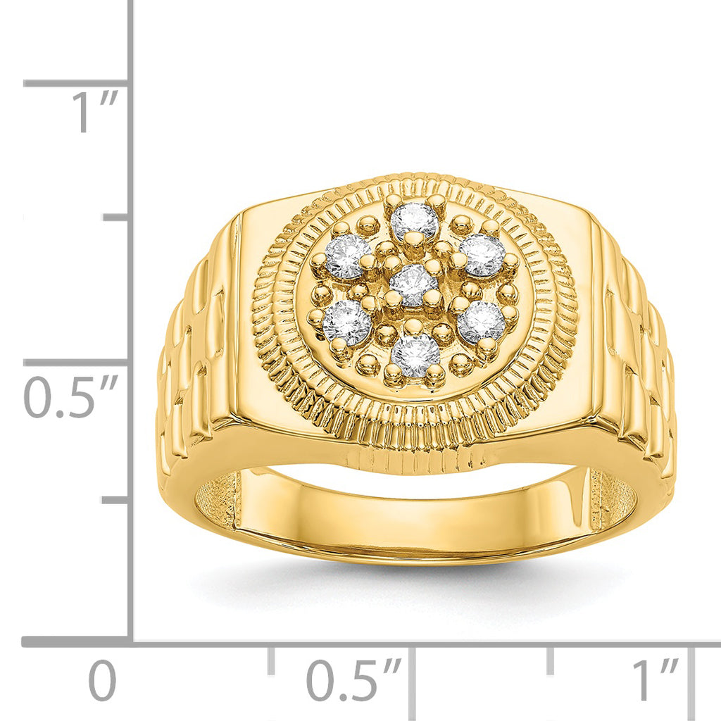 14k 1/4 carat AAA Diamond Circular Top Mens Ring