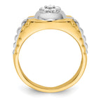 14k Two-tone 1/5 carat AA Diamond Mens Cluster Ring