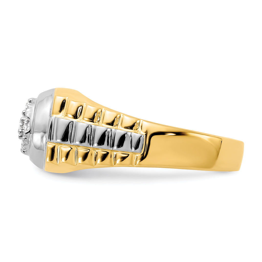 14k Two-tone 1/5 carat VS Diamond Mens Cluster Ring