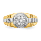 14k Two-tone 1/5 carat AAA Diamond Mens Cluster Ring