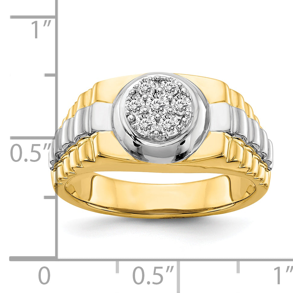 14k Two-tone 1/5 carat VS Diamond Mens Cluster Ring