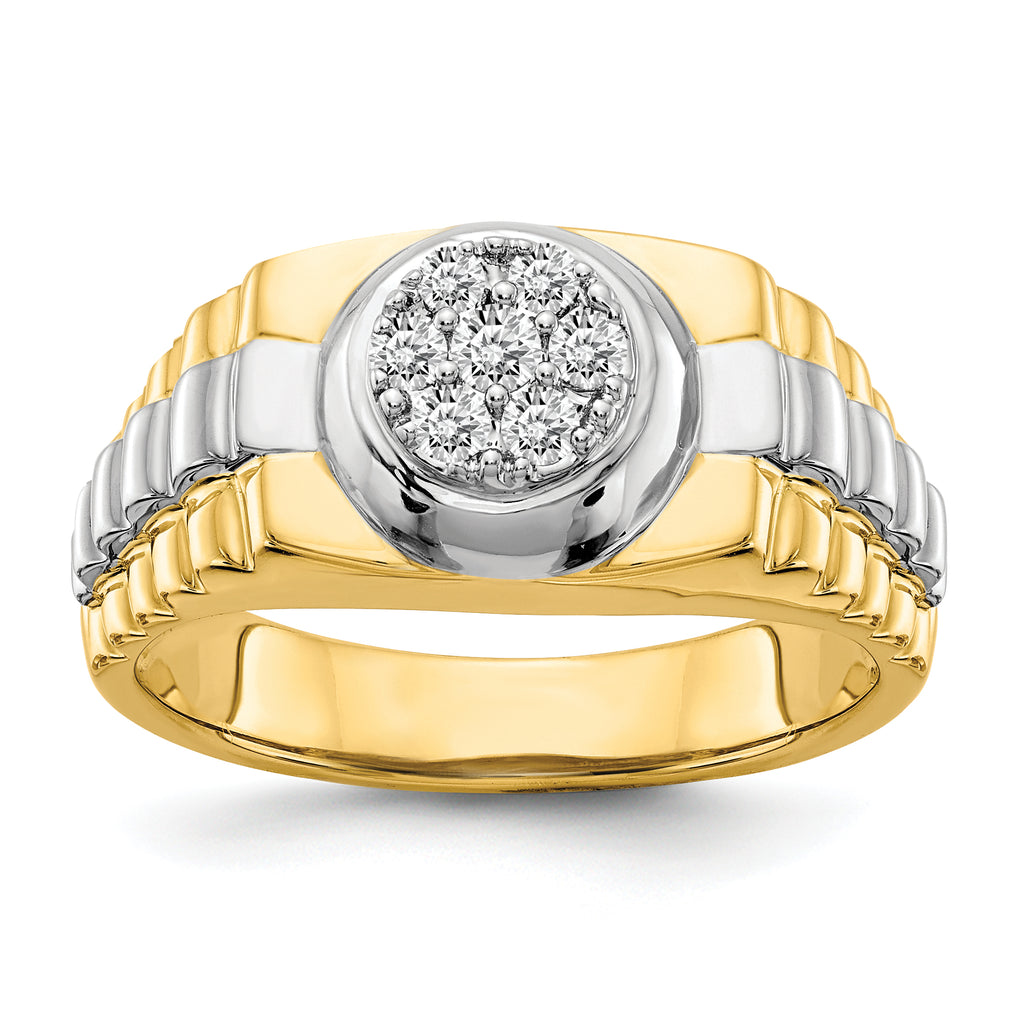 14k Two-tone 1/5 carat VS Diamond Mens Cluster Ring
