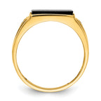 14k 10x8mm Rectangle Onyx and A Diamond Mens Ring