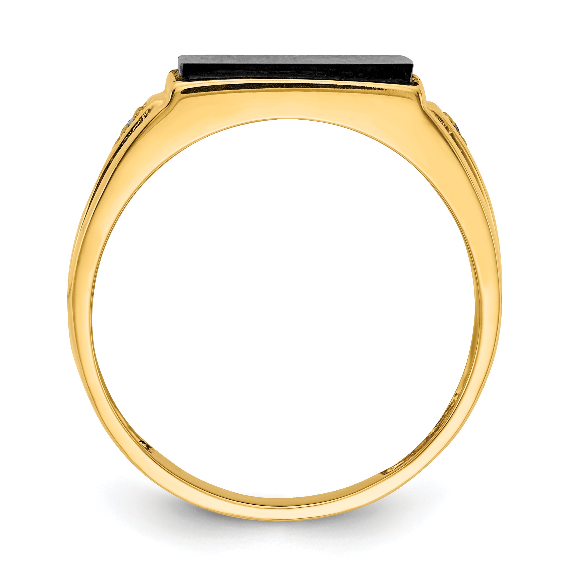 14k 10x8mm Rectangle Onyx and VS Diamond Mens Ring Secondary image