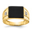 14k 10x8mm Rectangle Onyx and VS Diamond Mens Ring