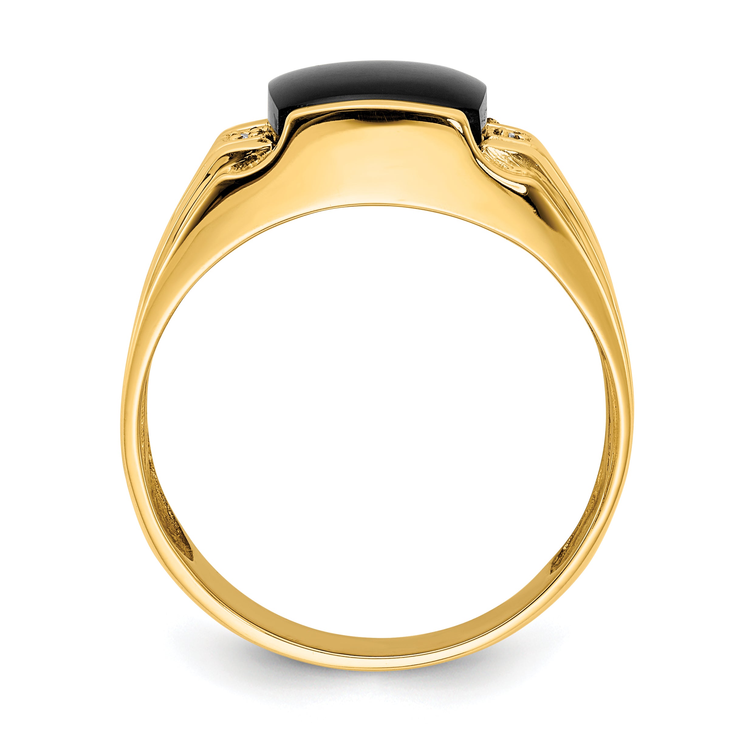 14k Cushion Onyx and VS Diamond Mens Ring Secondary image