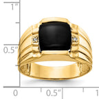 14k Cushion Onyx and A Diamond Mens Ring