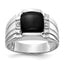 14k White Gold Cushion Onyx and AAA Diamond Mens Ring