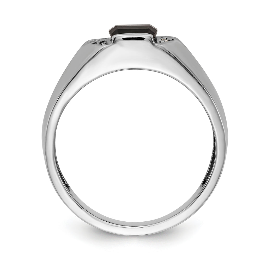 14k White Gold Onyx and AAA Diamond Mens Ring