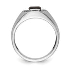 14k White Gold Onyx and AAA Diamond Mens Ring