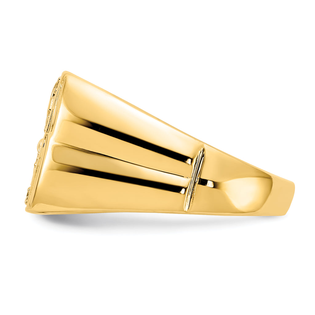 14k 1/10 carat AAA Diamond Mens Eagle Ring