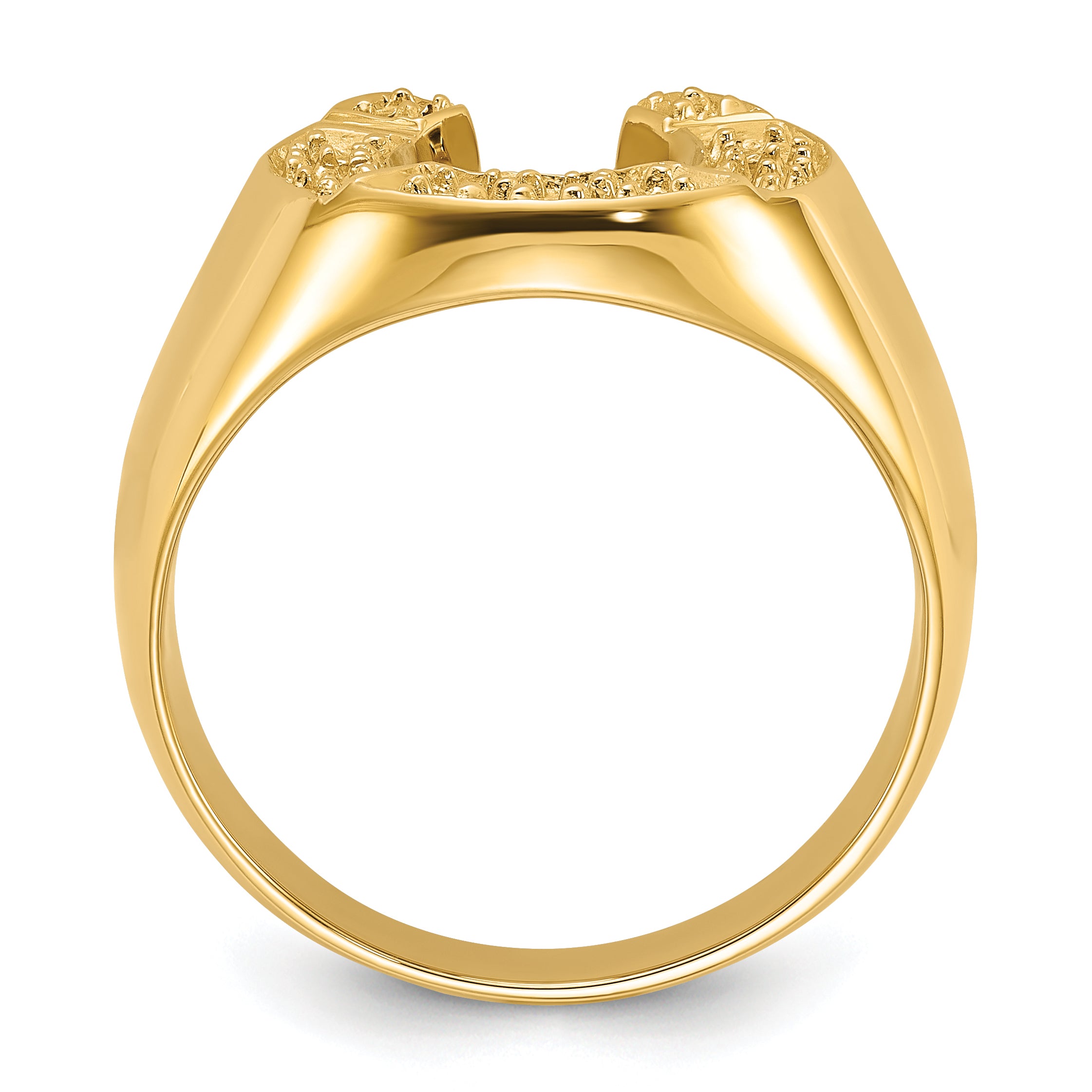 14k Polished Mens Diamond Horseshoe Ring Mounting (No Stone Included)