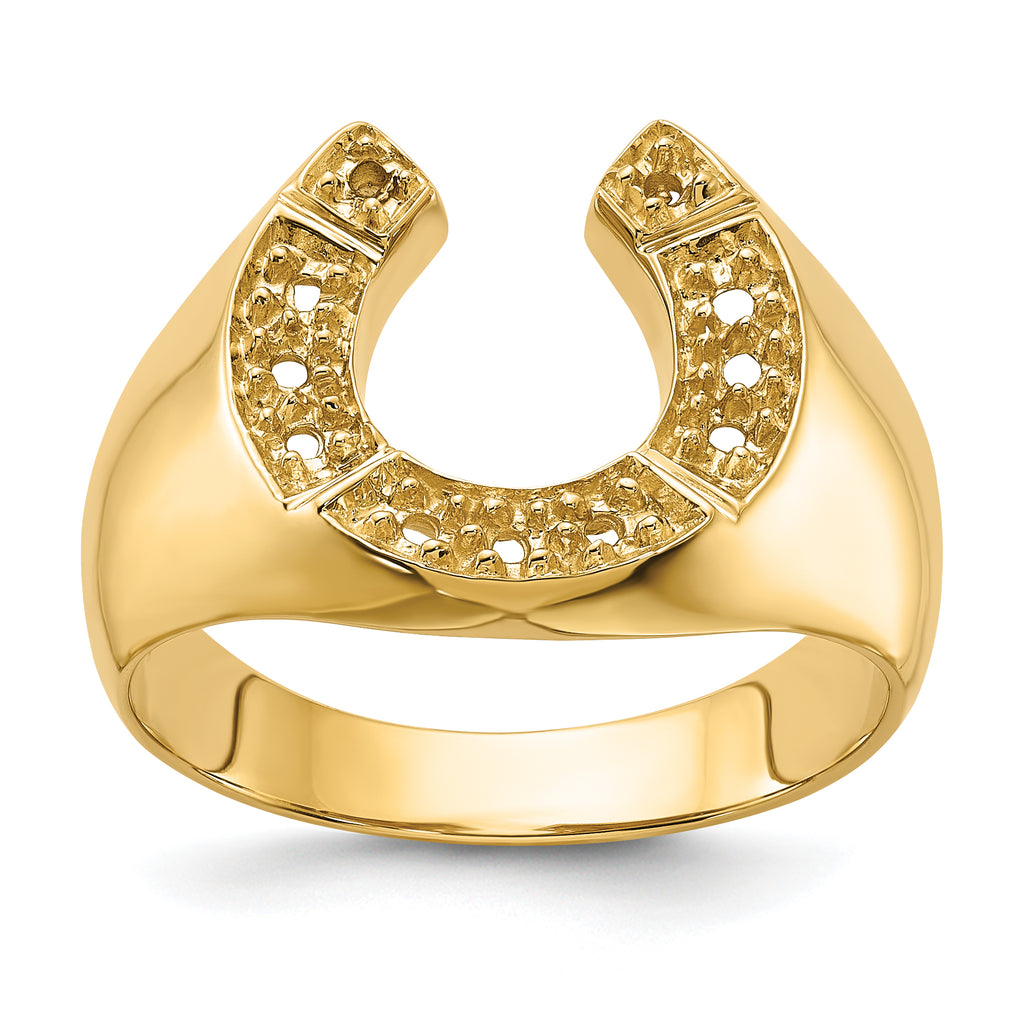 14k Polished Mens Diamond Horseshoe Ring Mounting (No Stone Included)