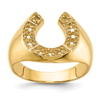 14k Polished Mens Diamond Horseshoe Ring Mounting (No Stone Included)