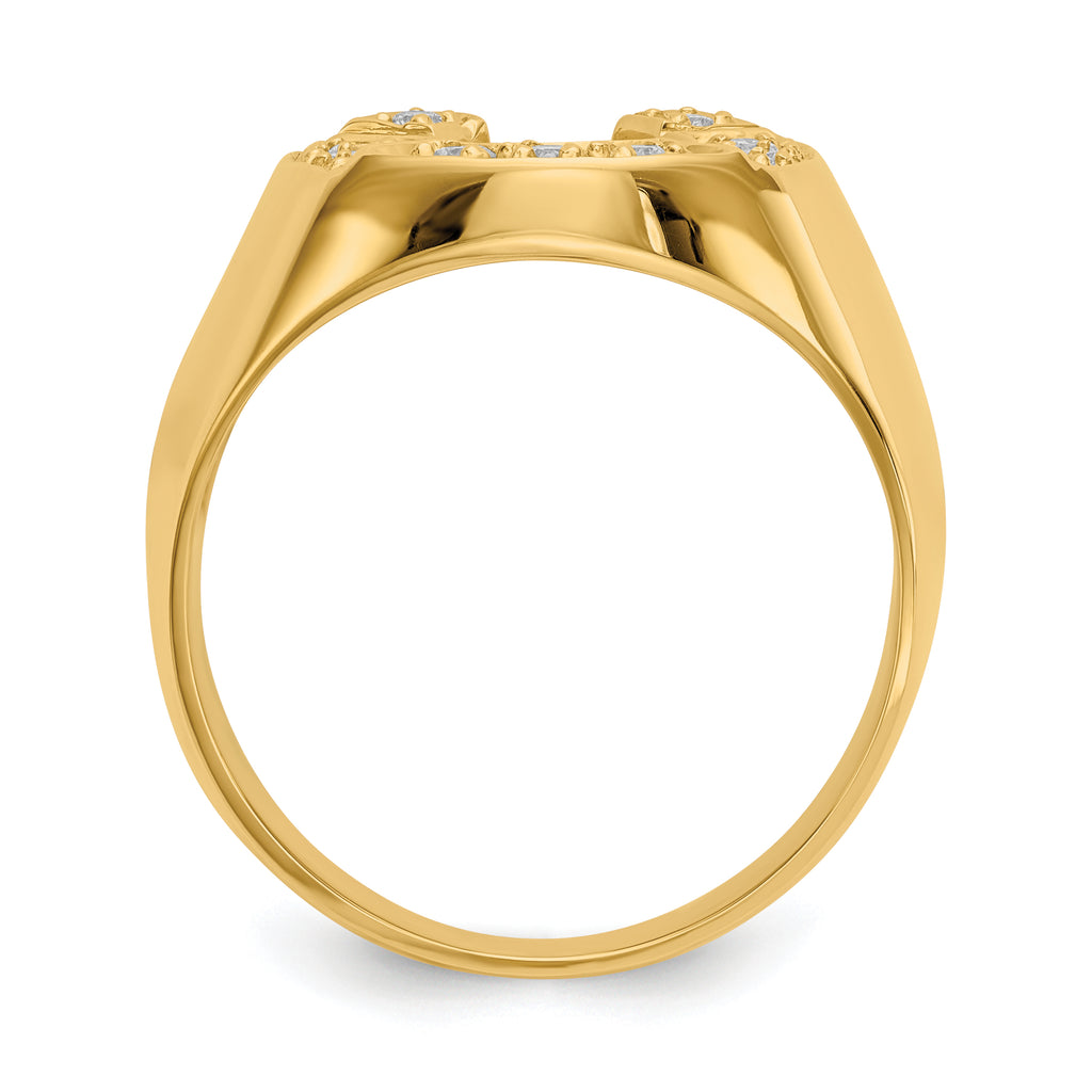 14k 1/5 carat VS Diamond Mens Horseshoe Ring