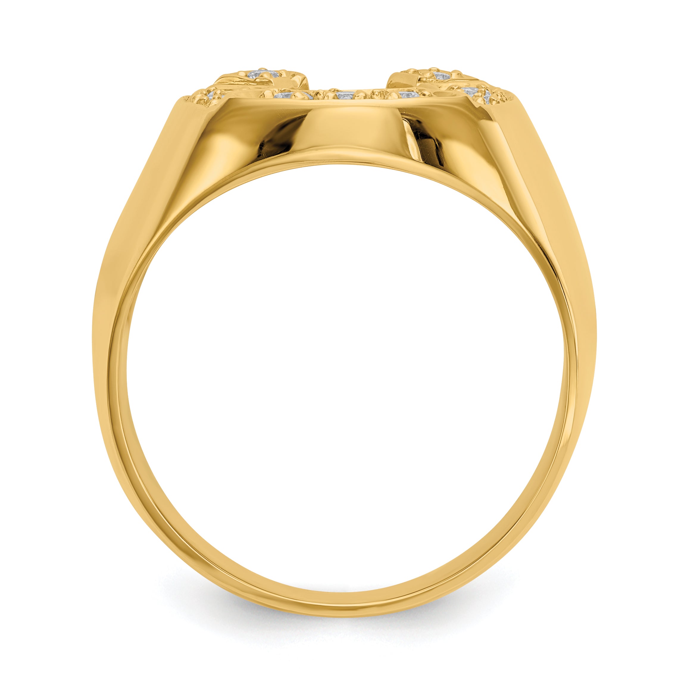 14k 1/5 carat AA Diamond Mens Horseshoe Ring