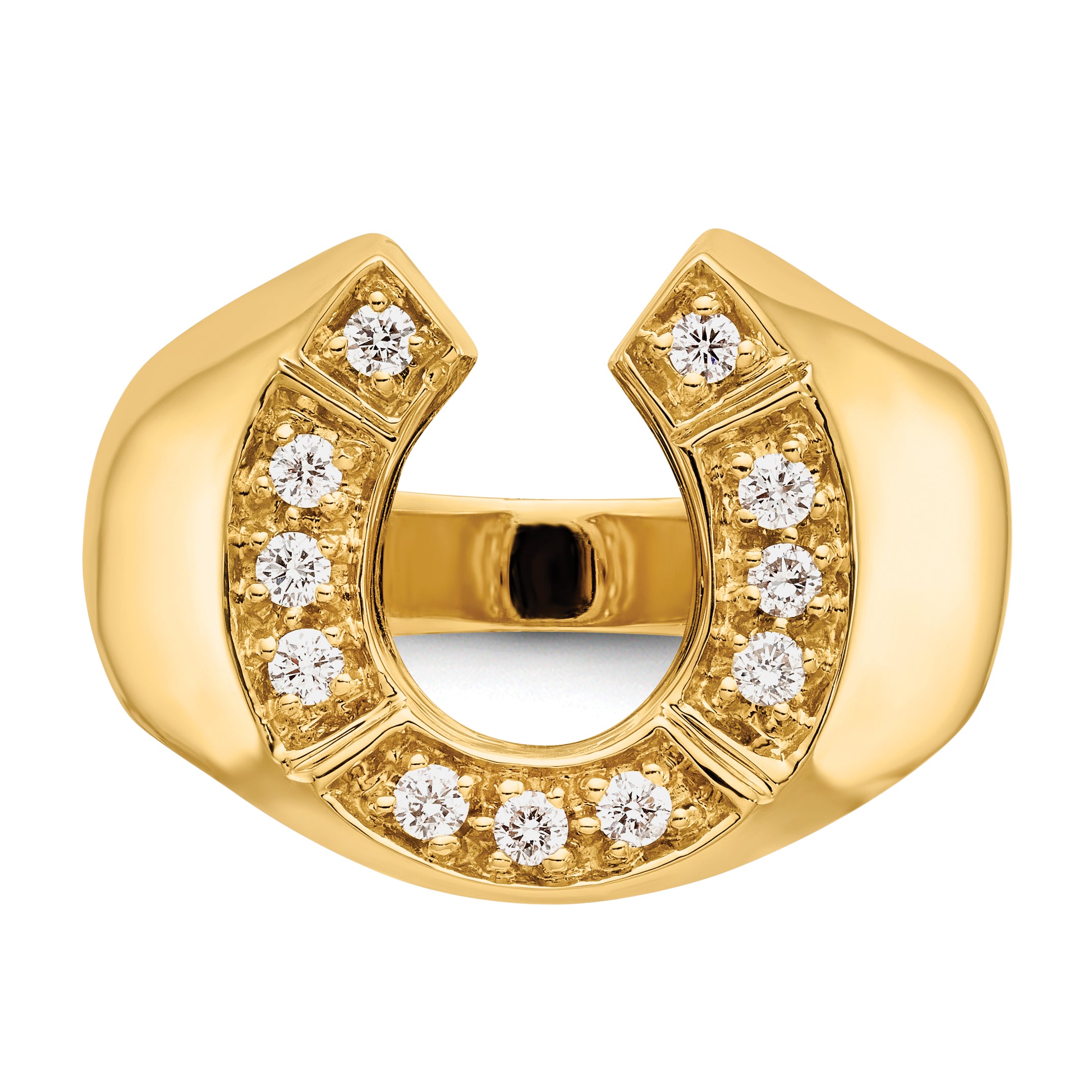 14k 1/5 carat VS Diamond Mens Horseshoe Ring
