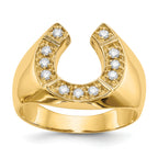 14k 1/5 carat AAA Diamond Mens Horseshoe Ring