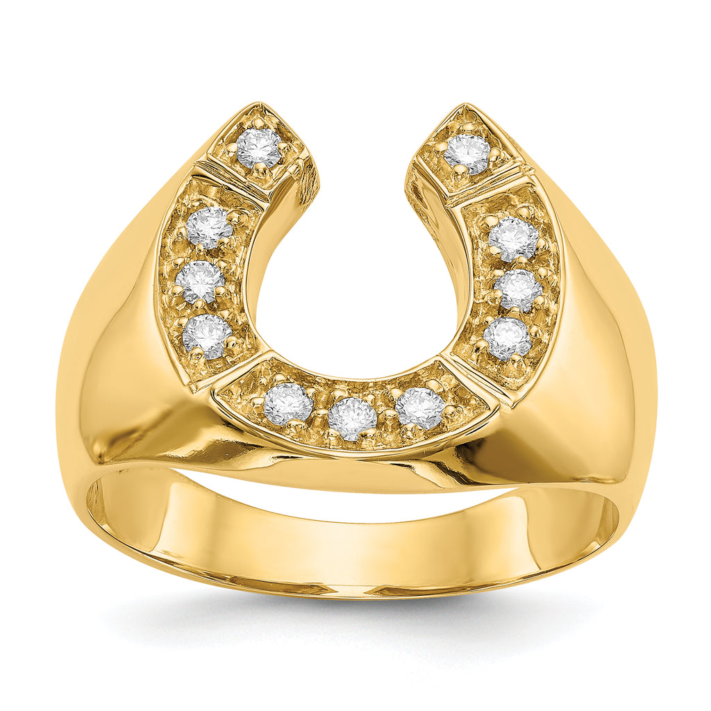 14k 1/5 carat A Diamond Mens Horseshoe Ring