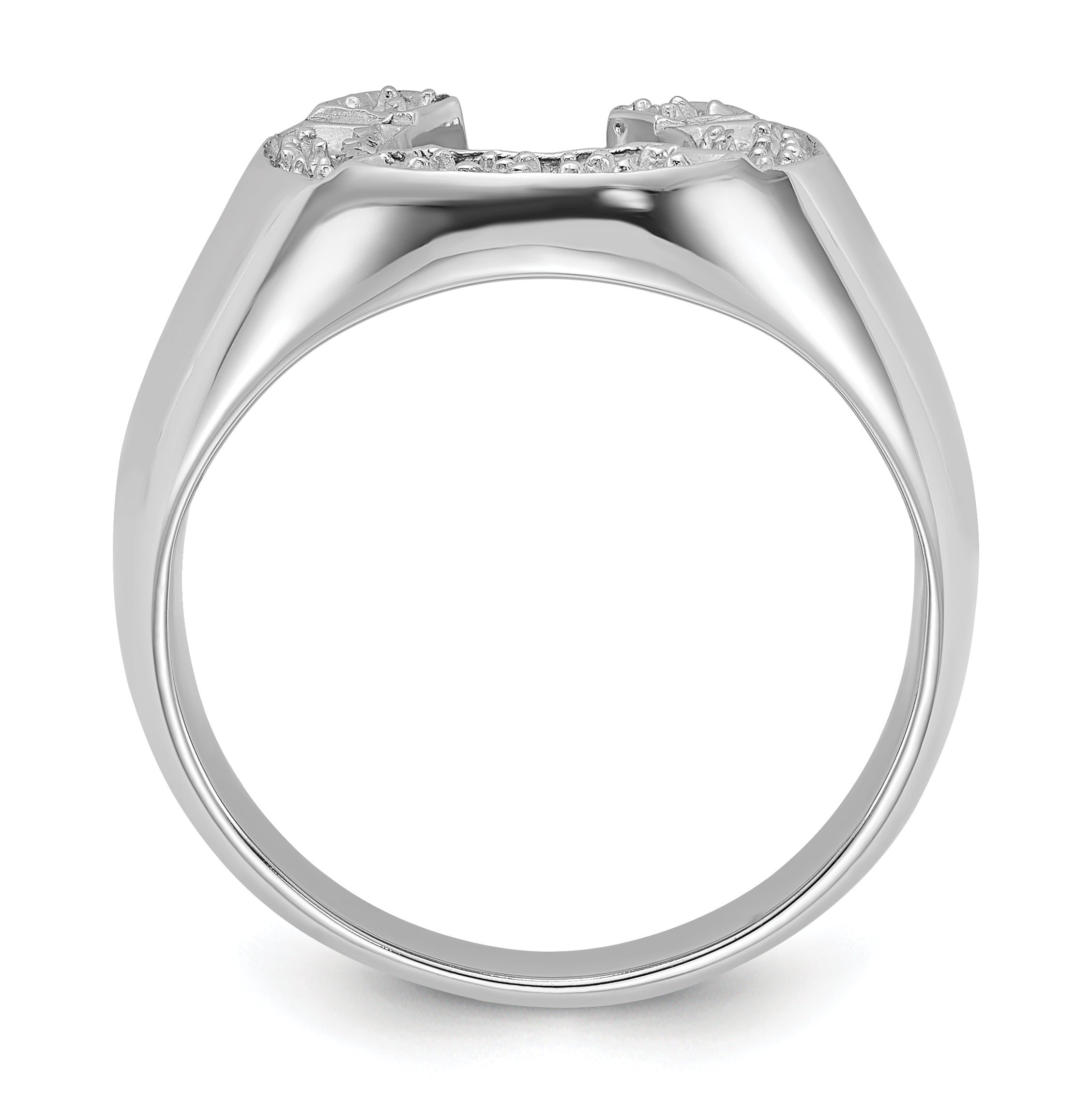 14k White Gold Polished Mens Diamond Horseshoe Ring Mounting (No Stone Included) Secondary image